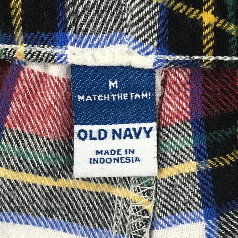 Old Navy Pants Womens Medium White Plaid Flannel Drawstring Lounge Pajama Pocket - Picture 6 of 12